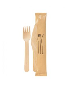   Duni BioPak 2 részes fa evőeszköz készlet: kés, villa - 250 db