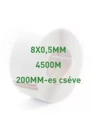 Fehér PP pántolószalag; 8X0,5MM; 4500M; 200MM-es cséve