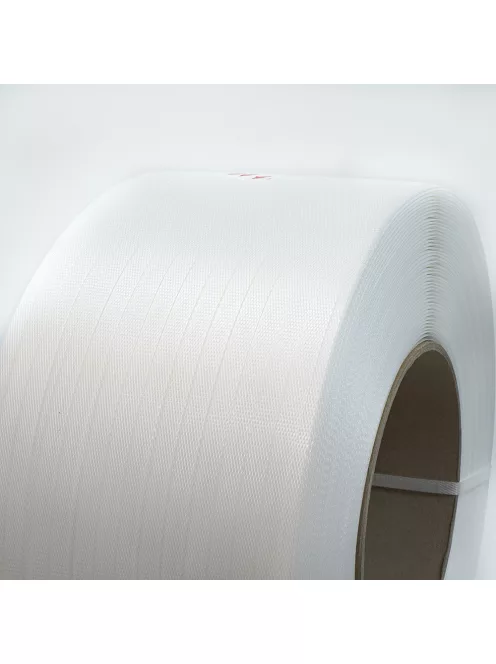 Fehér PP pántolószalag; 12X0,6MM; 2500M; 200MM-es cséve