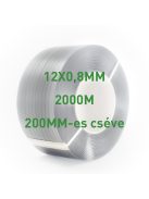 Fekete PP pántolószalag; 12X0,8MM; 2000M; 200MM-es cséve