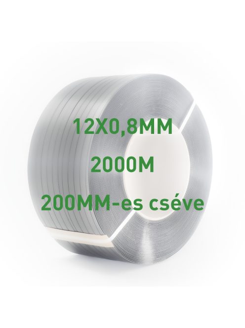 Fekete PP pántolószalag; 12X0,8MM; 2000M; 200MM-es cséve