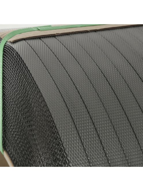 Fekete PP pántolószalag; 12X0,8MM; 2000M; 200MM-es cséve