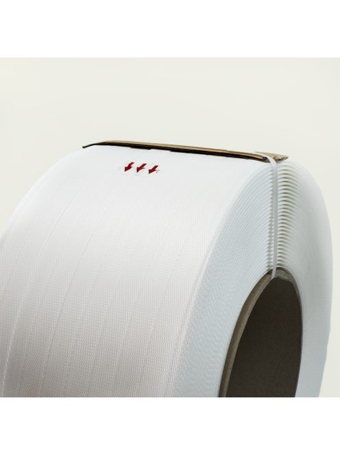 Fehér PP pántolószalag; 12X0,8MM; 2000M; 200MM-es cséve