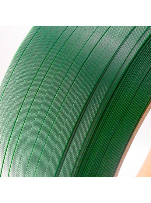 Zöld PET pántolószalag; 12X0,6MM; 2500M; 406MM-es cséve