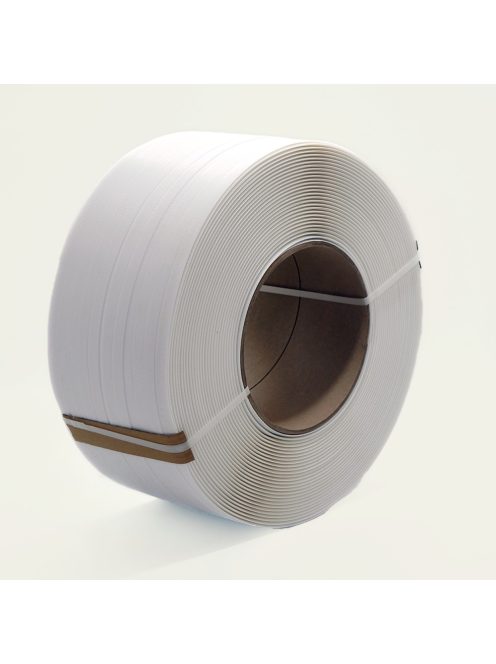 Fehér PP pántolószalag; 12X0,5MM; 2900M; 200MM-es cséve