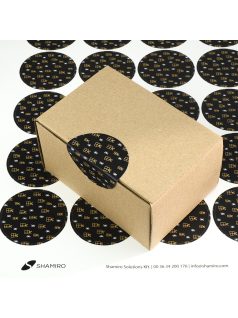   Karácsonyi lezáró matrica,  60mm átmérőjű papír körcímke; 24 darab/ív - fekete-arany