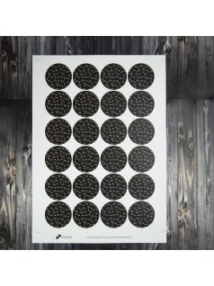   Karácsonyi lezáró matrica,  60mm átmérőjű papír körcímke; 24 darab/ív - fekete-arany