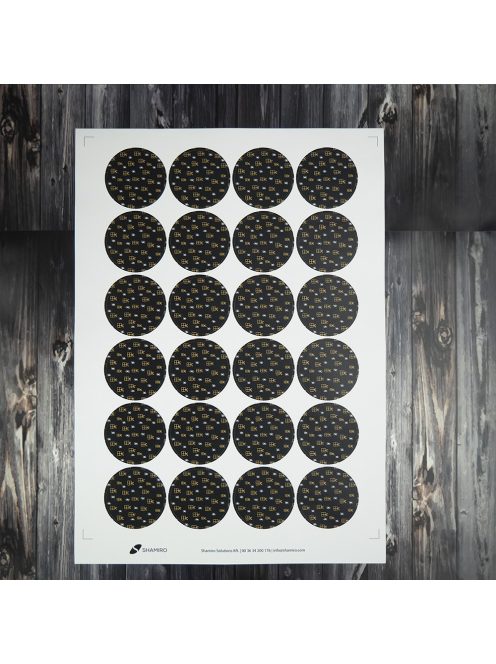 Karácsonyi lezáró matrica,  60mm átmérőjű papír körcímke; 24 darab/ív - fekete-arany