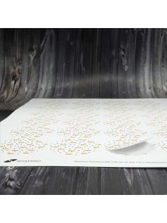   Karácsonyi lezáró matrica,  60mm átmérőjű papír körcímke; 24 darab/ív - fehér-arany fenyőfa