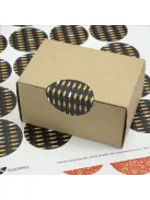 Karácsonyi lezáró matrica,  60mm átmérőjű papír körcímke; 24 darab/ív - fekete-arany fenyőfa