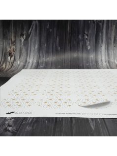   Karácsonyi lezáró matrica,  60mm átmérőjű papír körcímke; 24 darab/ív - fehér-arany masni