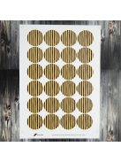 Karácsonyi lezáró matrica,  60mm átmérőjű papír körcímke; 24 darab/ív - fekete-arany csíkos