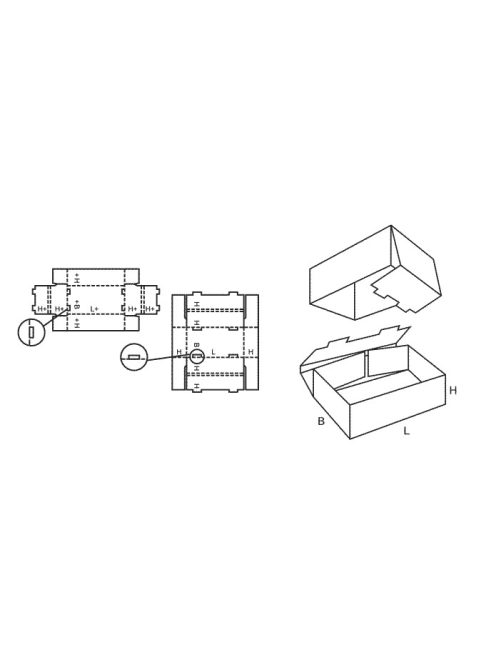 Kartondoboz egymásba csúszó 305x215x20 mm, fehér