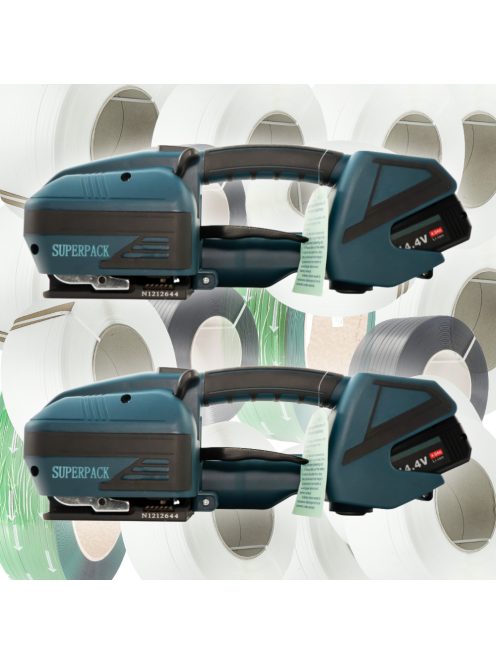 Superpack CYC3000 akkumulátoros pántológép 12-16mm-es szalagokhoz dupla ajánlat